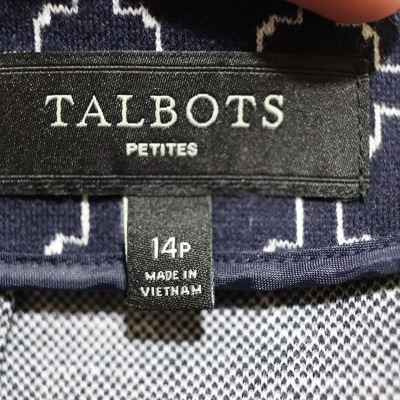Talbots Petite Navy Blue Pattern Pencil Skirt 14 Timeless Y2K Business Casual - Picture 9 of 10
